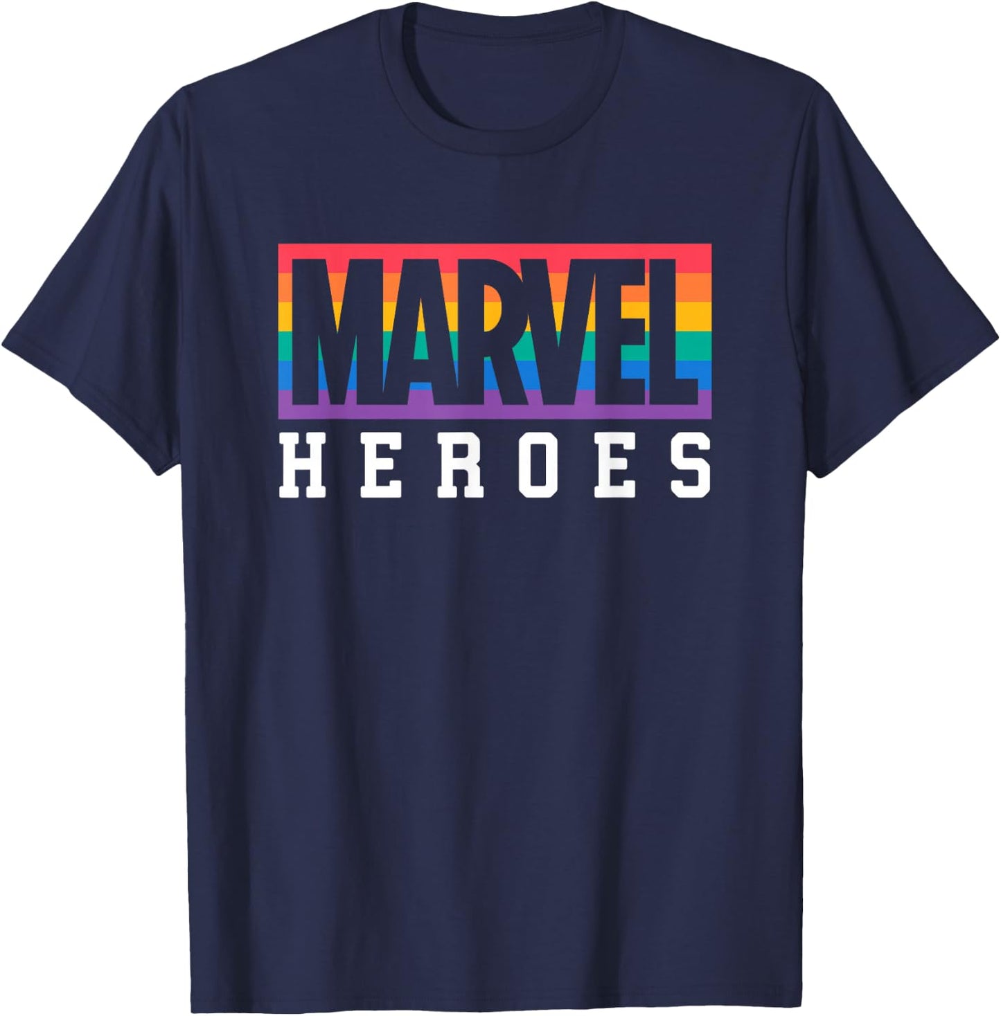 Marvel Pride Flag Rainbow Marvel Heroes Logo T-Shirt - T-Shirt | Navy