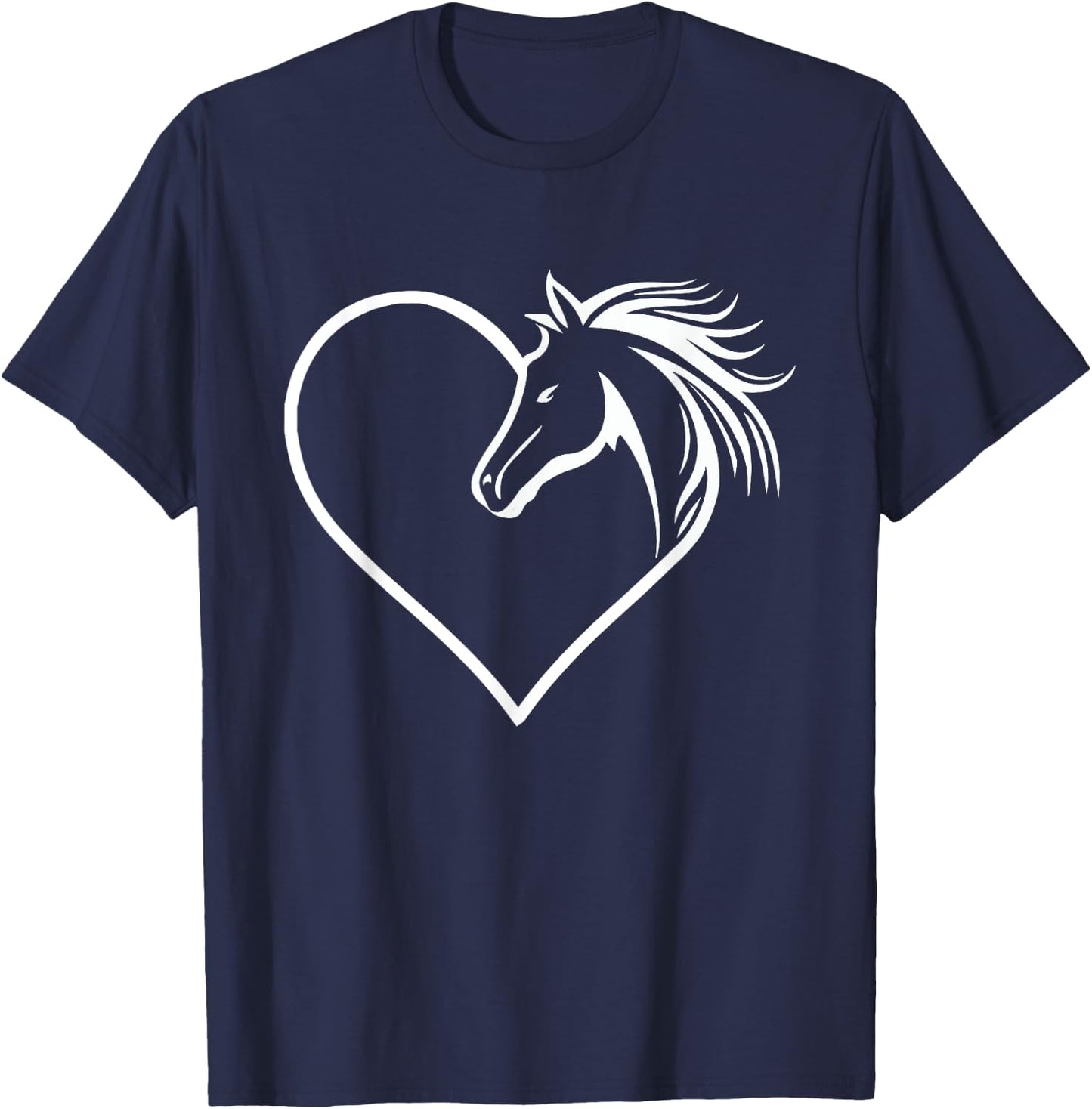 Horse Heart Shaped - Animal Horseman Horses Equestrian T-Shirt - T-Shirt | Navy