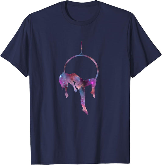 Aerial Hoop Galaxy Aerial Yoga Hanging Aerialis Aerial T-Shirt - T-Shirt | Navy