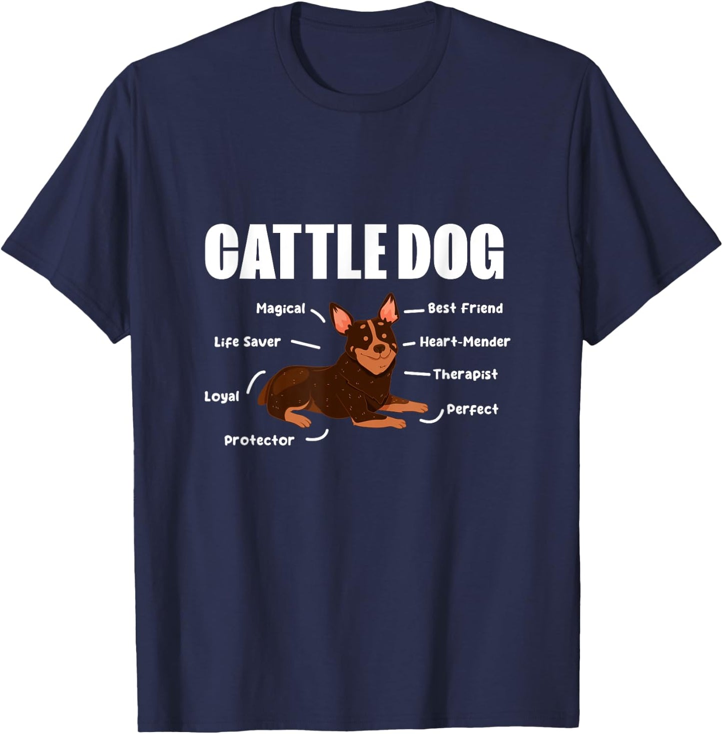 Cattle Dog Heeler Mom Heeler Dad Dog Lover Men Women Kids T-Shirt - T-Shirt | Navy