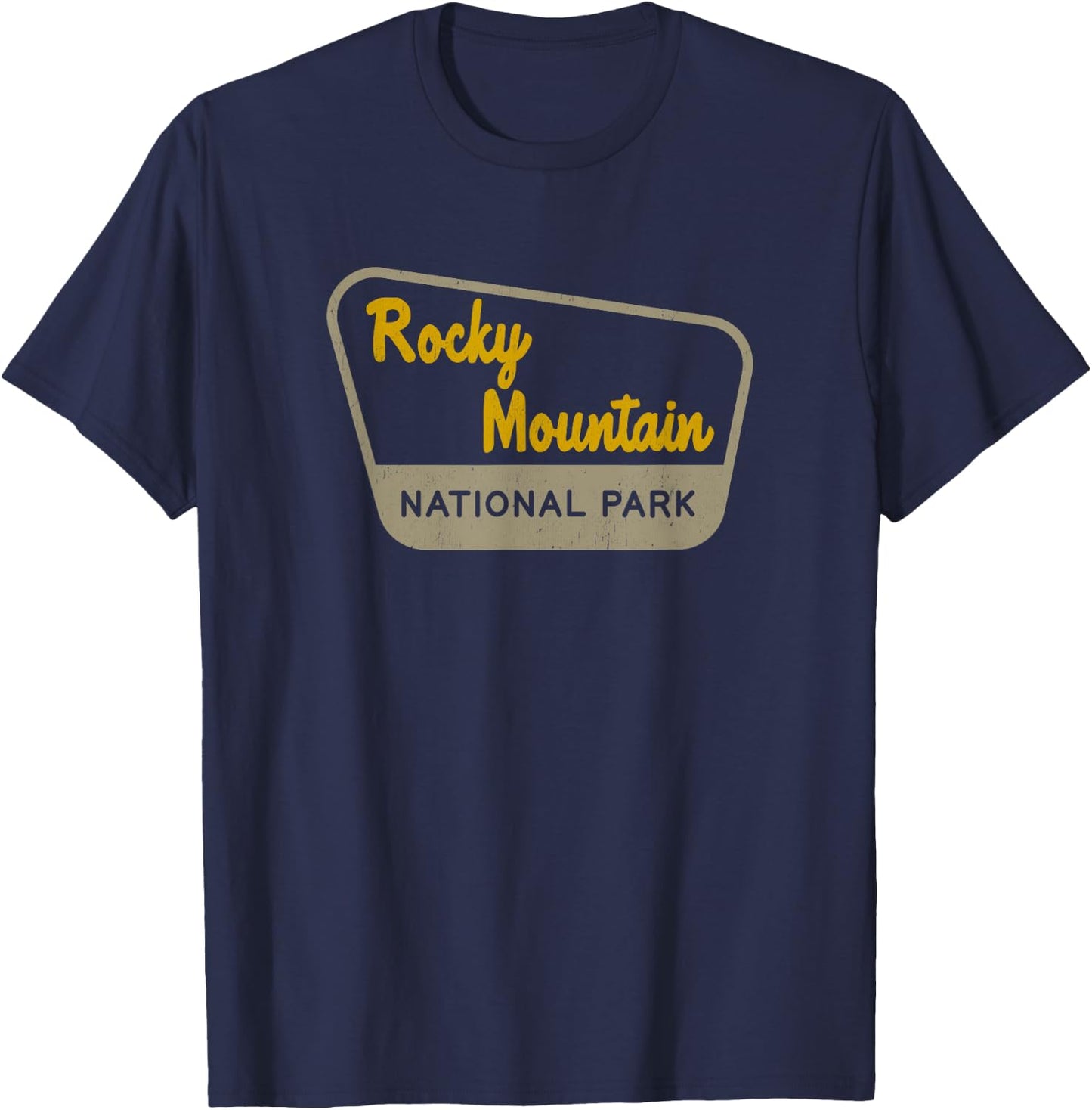 Rocky Mountain National Park Retro Two-Tone Sign T-Shirt - T-Shirt | Navy