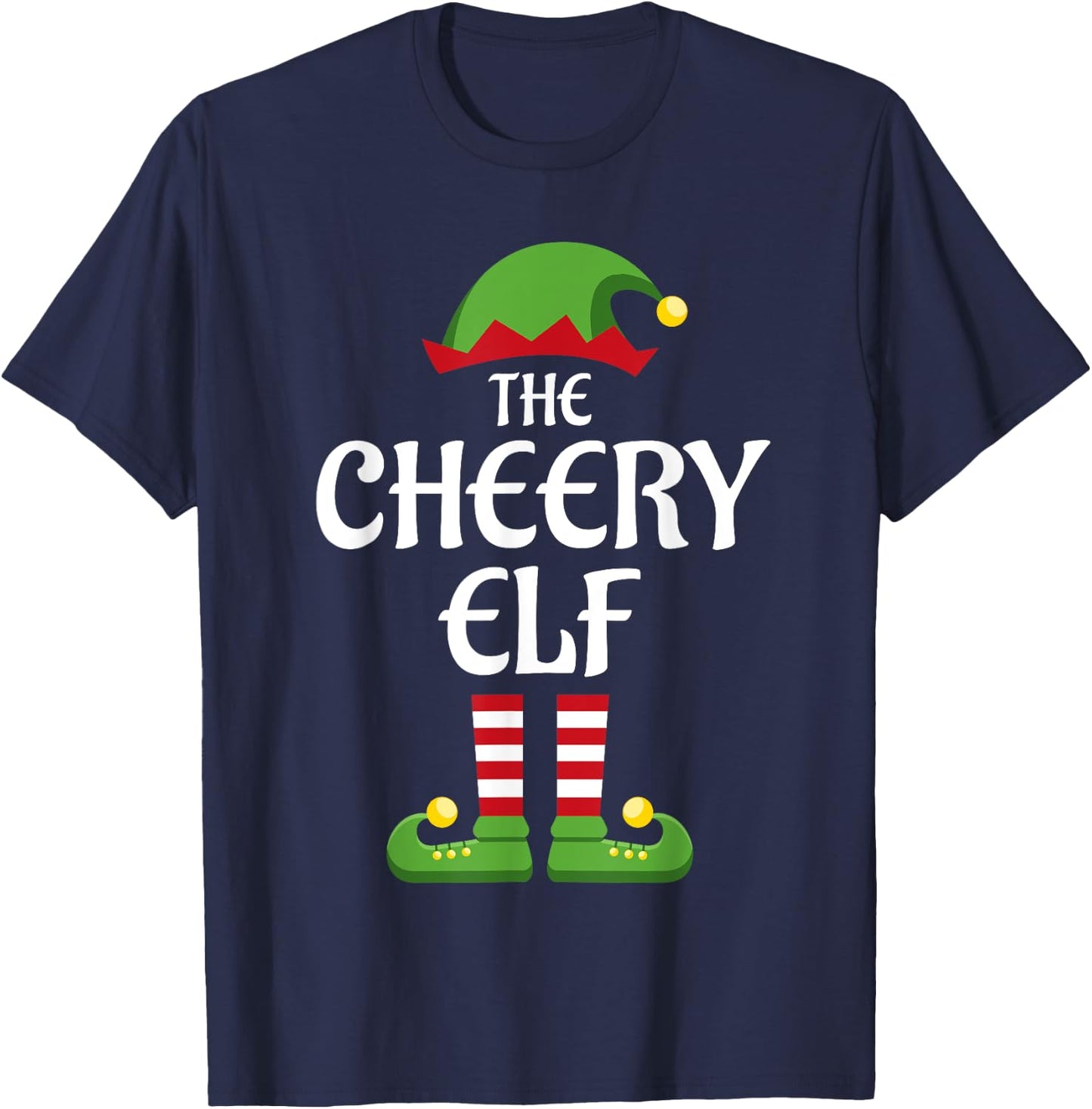 Cheery Elf Family Matching Group Christmas T-Shirt - T-Shirt | Navy