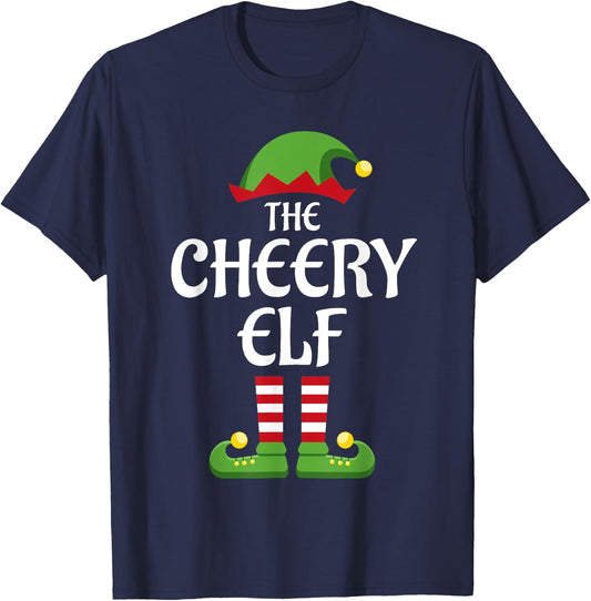 Cheery Elf Family Matching Group Christmas T-Shirt - T-Shirt | Navy