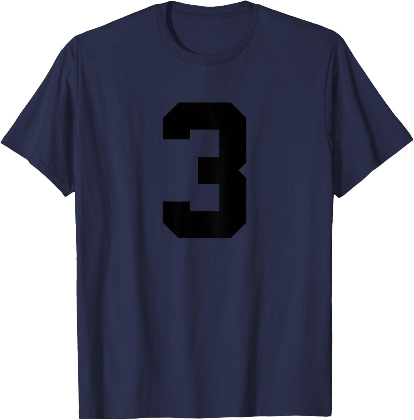 Number 3 (on Back) Team Jersey Number T-Shirt - T-Shirt | Navy