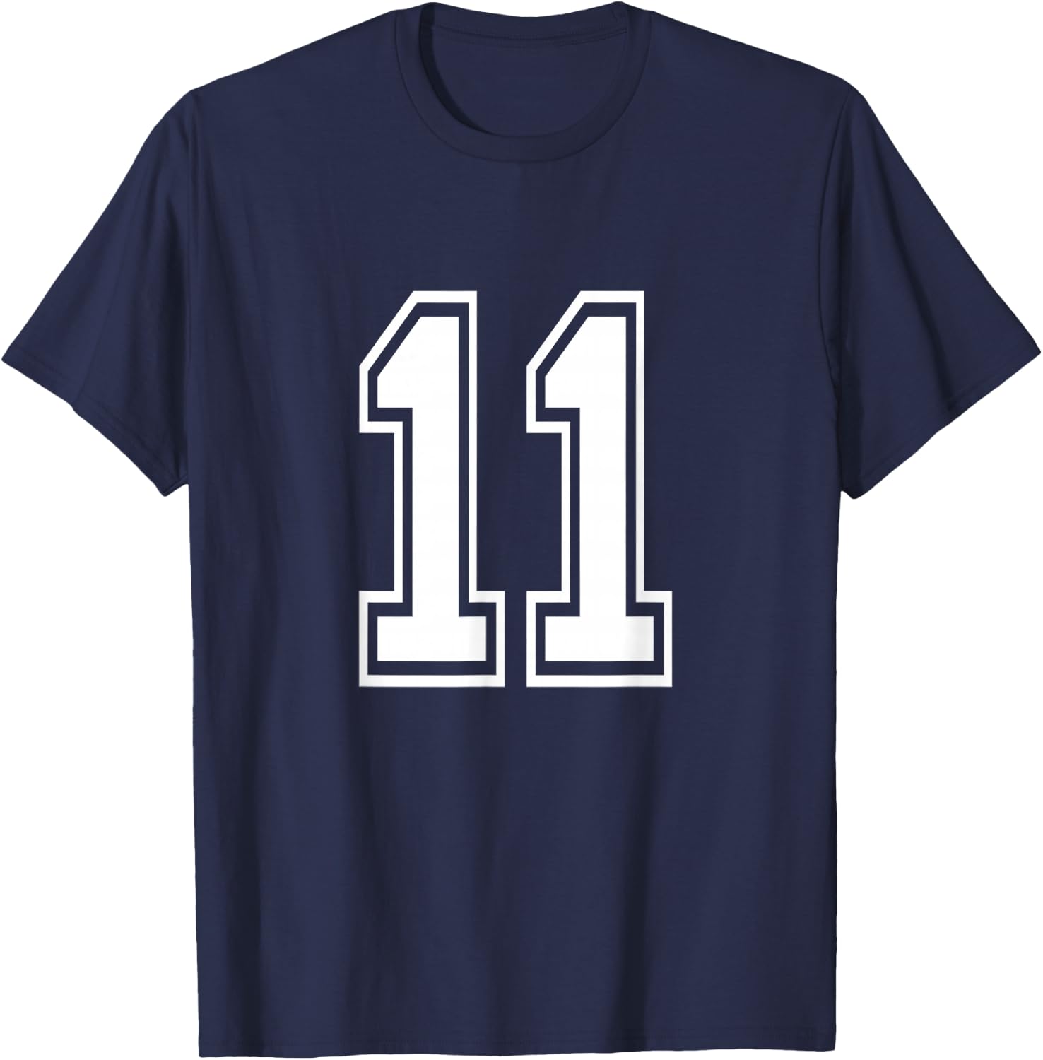Number 11 Front + Back Varsity Sports Team 11th Birthday T-Shirt - T-Shirt | Navy
