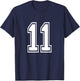 Number 11 Front + Back Varsity Sports Team 11th Birthday T-Shirt - T-Shirt | Navy