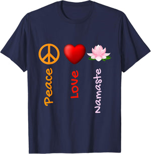 Peace Love Namaste Yoga,Yoga Gift Ideas,Yoga Lotus Flower T-Shirt - T-Shirt | Navy