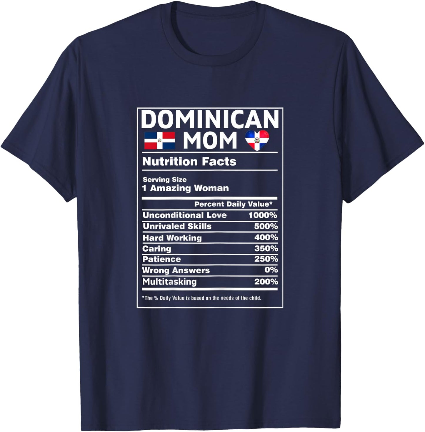 Dominican Mom Nutrition Facts Dominicana Republic T-Shirt - T-Shirt | Navy