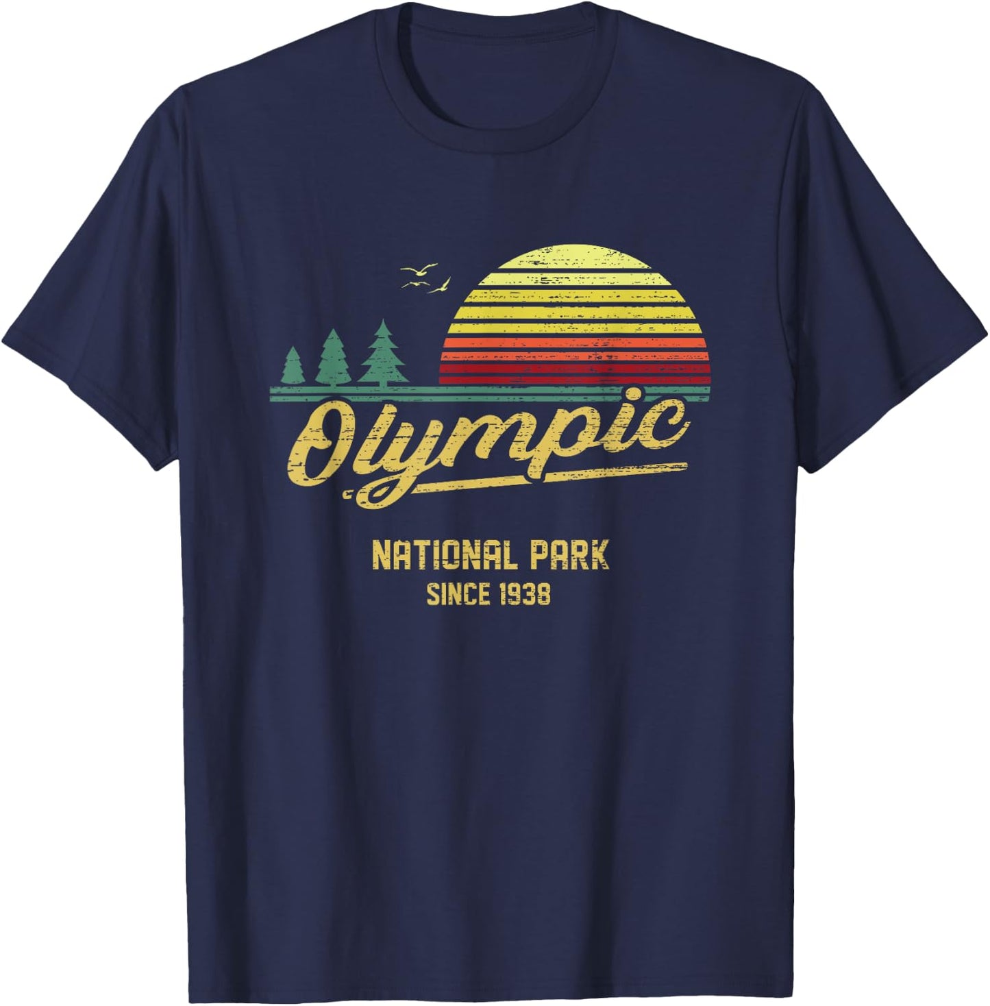 Olympic 1938 EST National Park Vintage Retro Outdoor Camping T-Shirt - T-Shirt | Navy