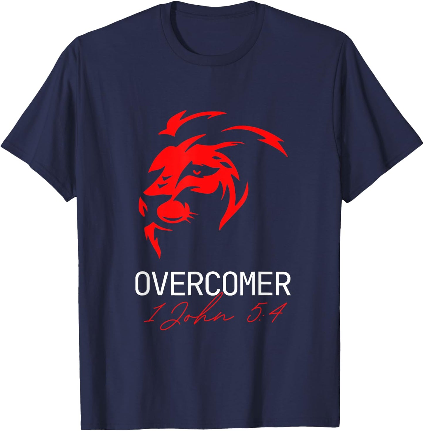 Christian Faith Overcomer Motivational Lion T-Shirt - T-Shirt | Navy