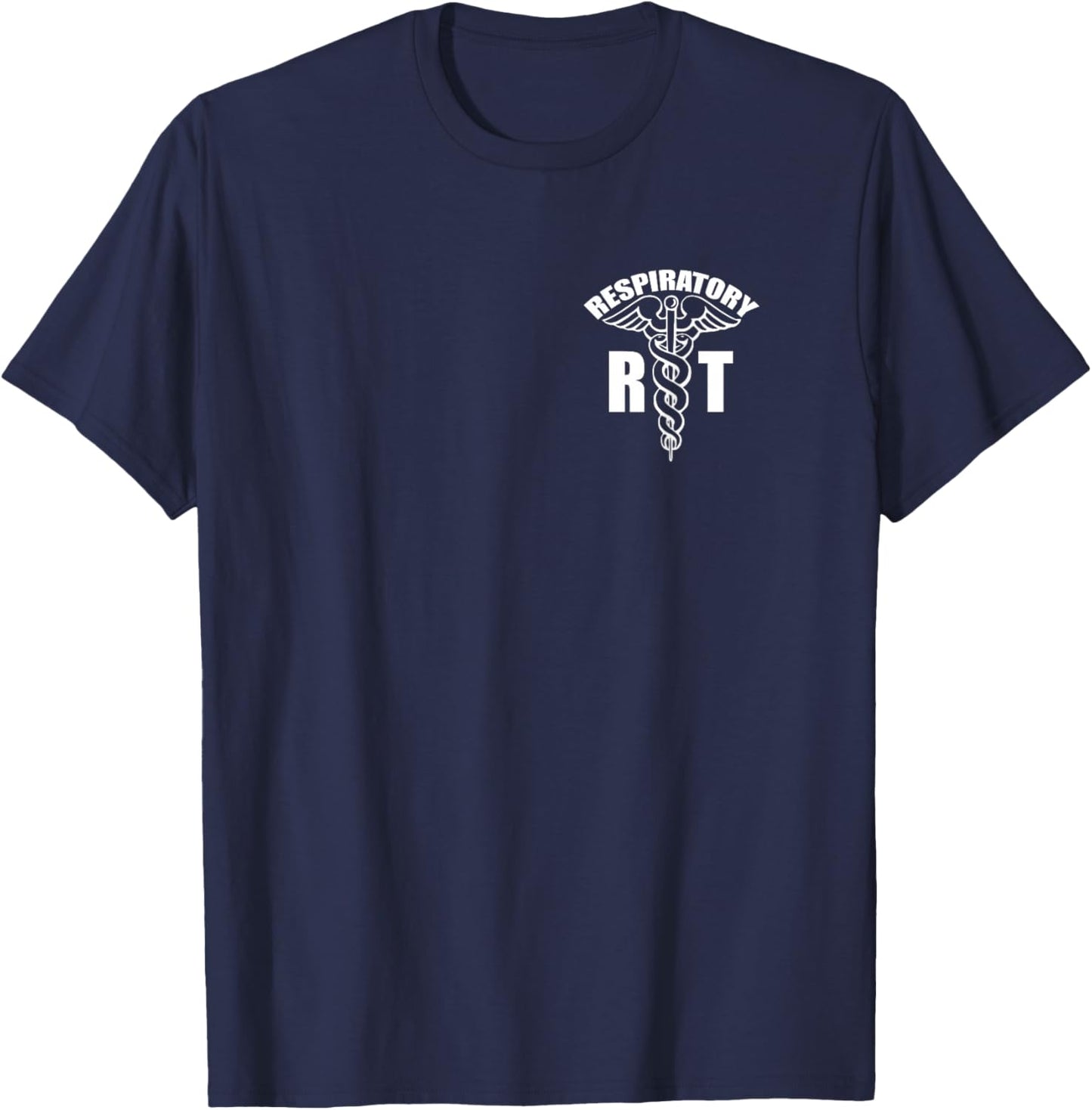 Respiratory Therapy Therapist Caduceus White (Front Design) T-Shirt - T-Shirt | Navy