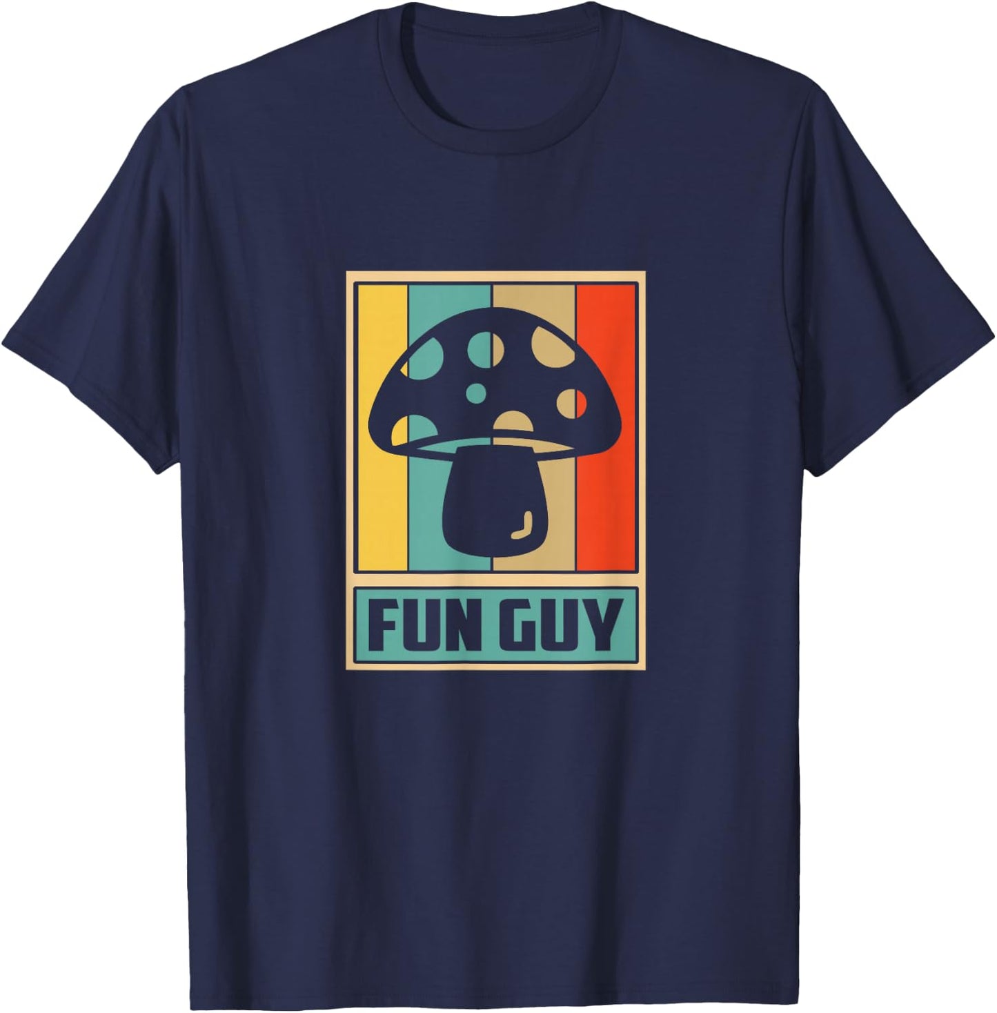 Fun Guy Mushroom design- Vintage Retro Mushroom T-Shirt - T-Shirt | Navy