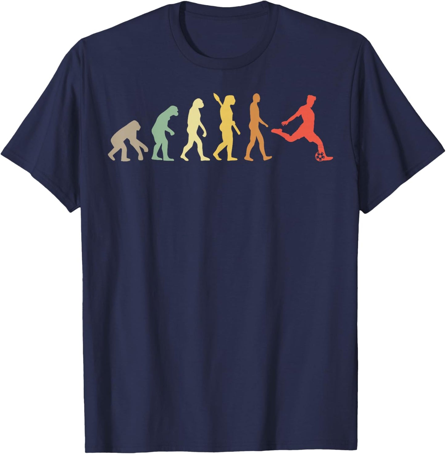 Retro Soccer Evolution of Man Athlete T-Shirt - T-Shirt | Navy