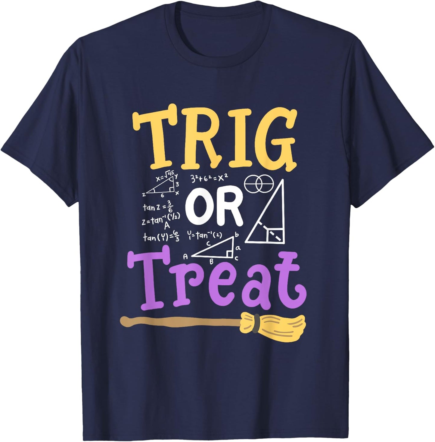 Halloween Math Teacher Trig Or Treat Student School College Women Kids T-Shirt - T-Shirt | Navy