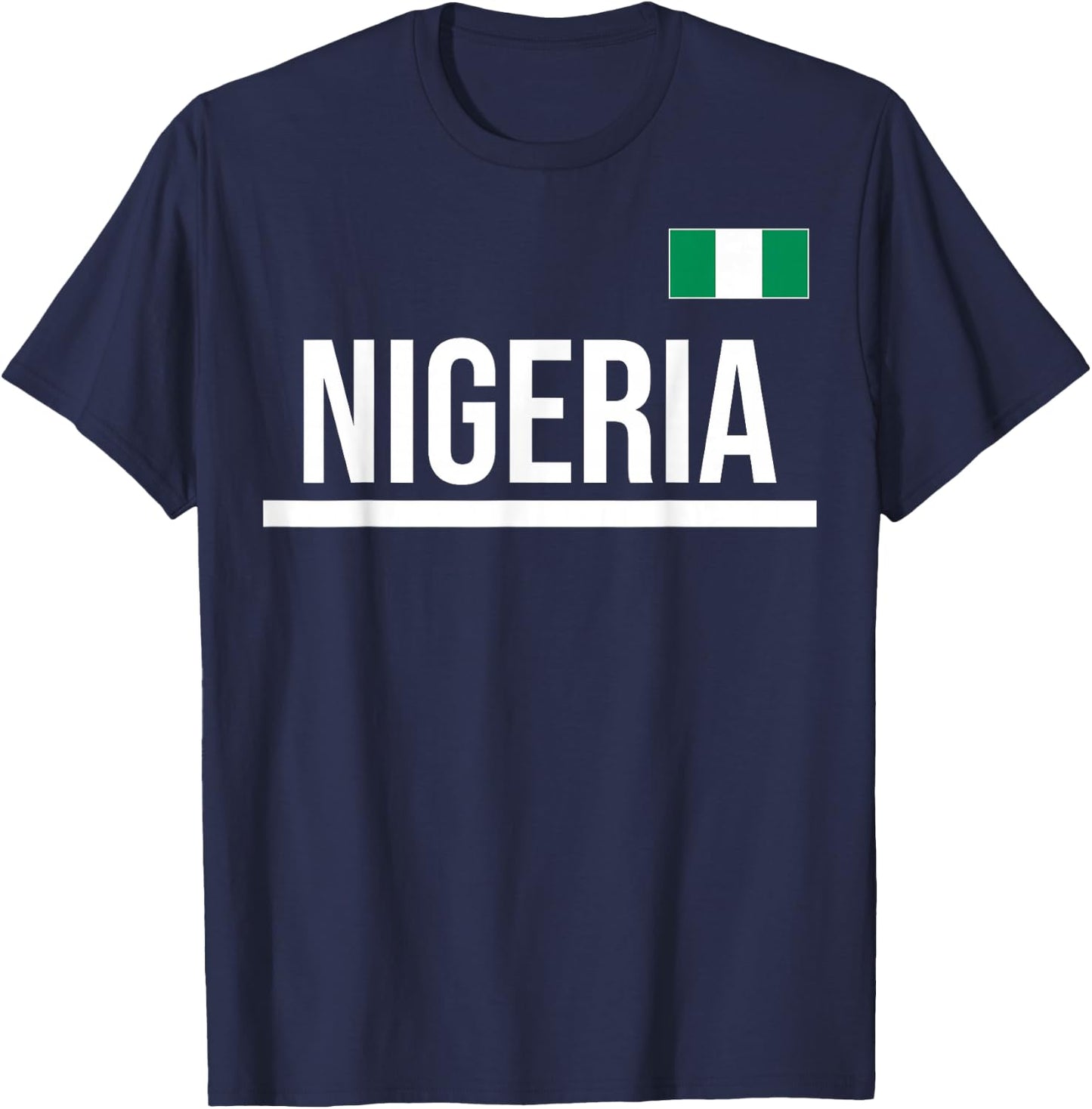 Nigeria Flag Sports Jersey T-Shirt - T-Shirt | Navy