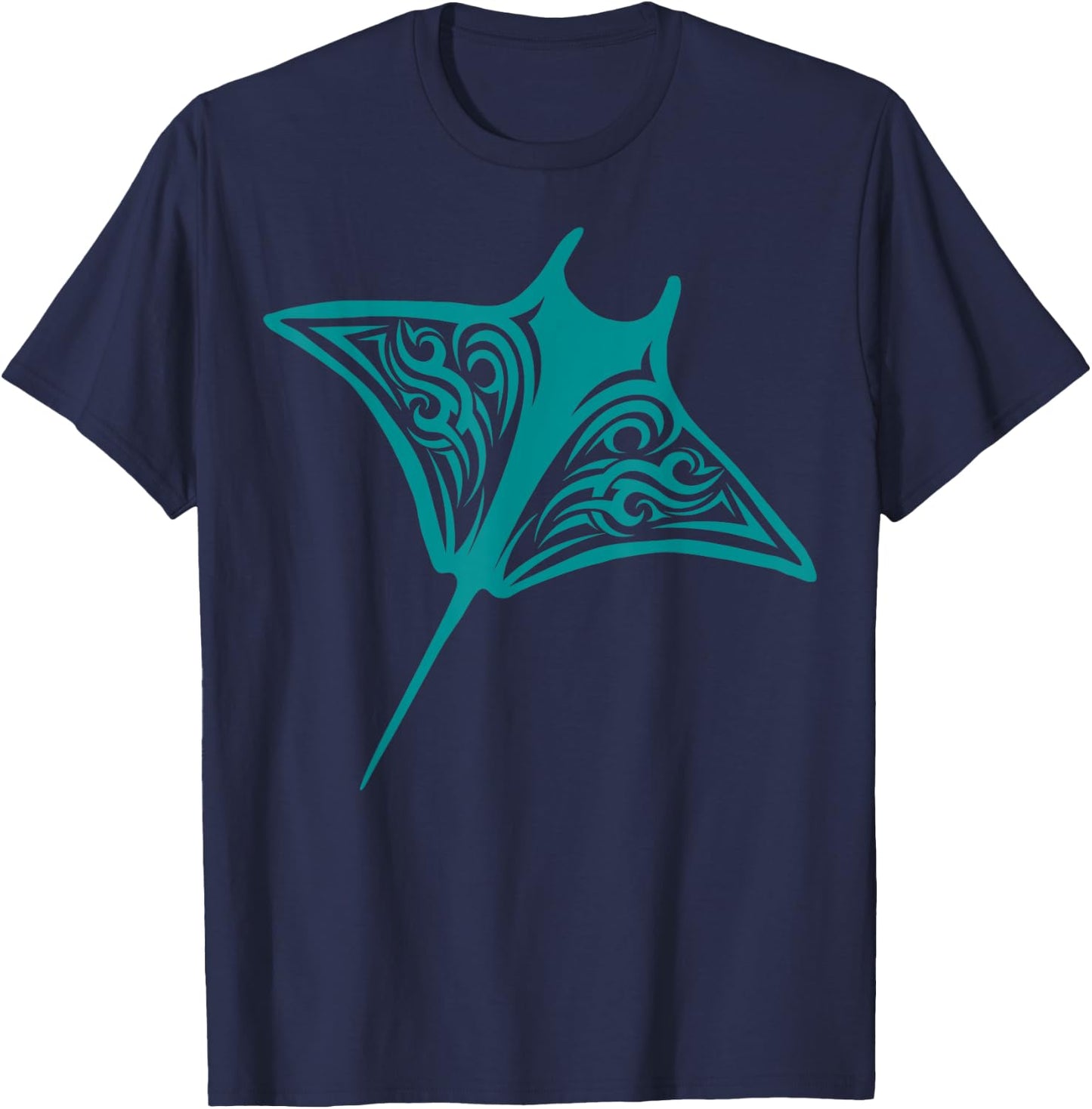 Manta Ray Hawaii Tribal Stingray Fish Ocean Biologist T-Shirt - T-Shirt | Navy