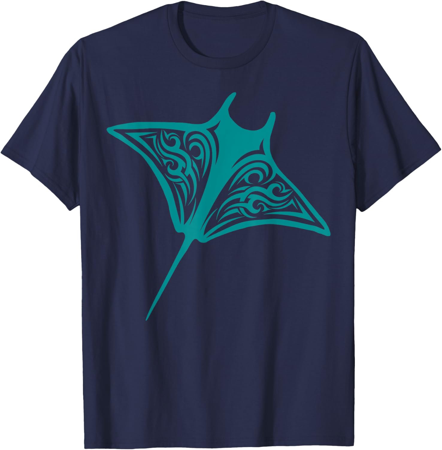 Manta Ray Hawaii Tribal Stingray Fish Ocean Biologist T-Shirt - T-Shirt | Navy