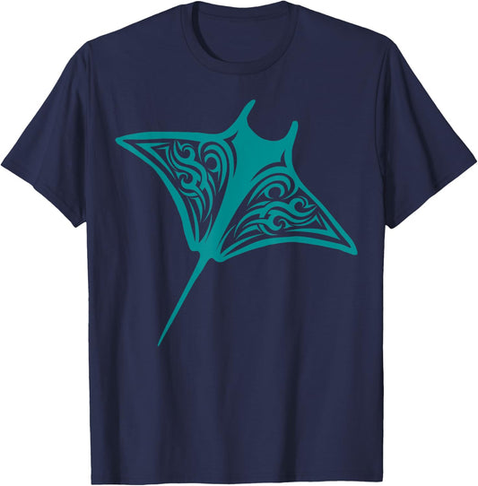 Manta Ray Hawaii Tribal Stingray Fish Ocean Biologist T-Shirt - T-Shirt | Navy