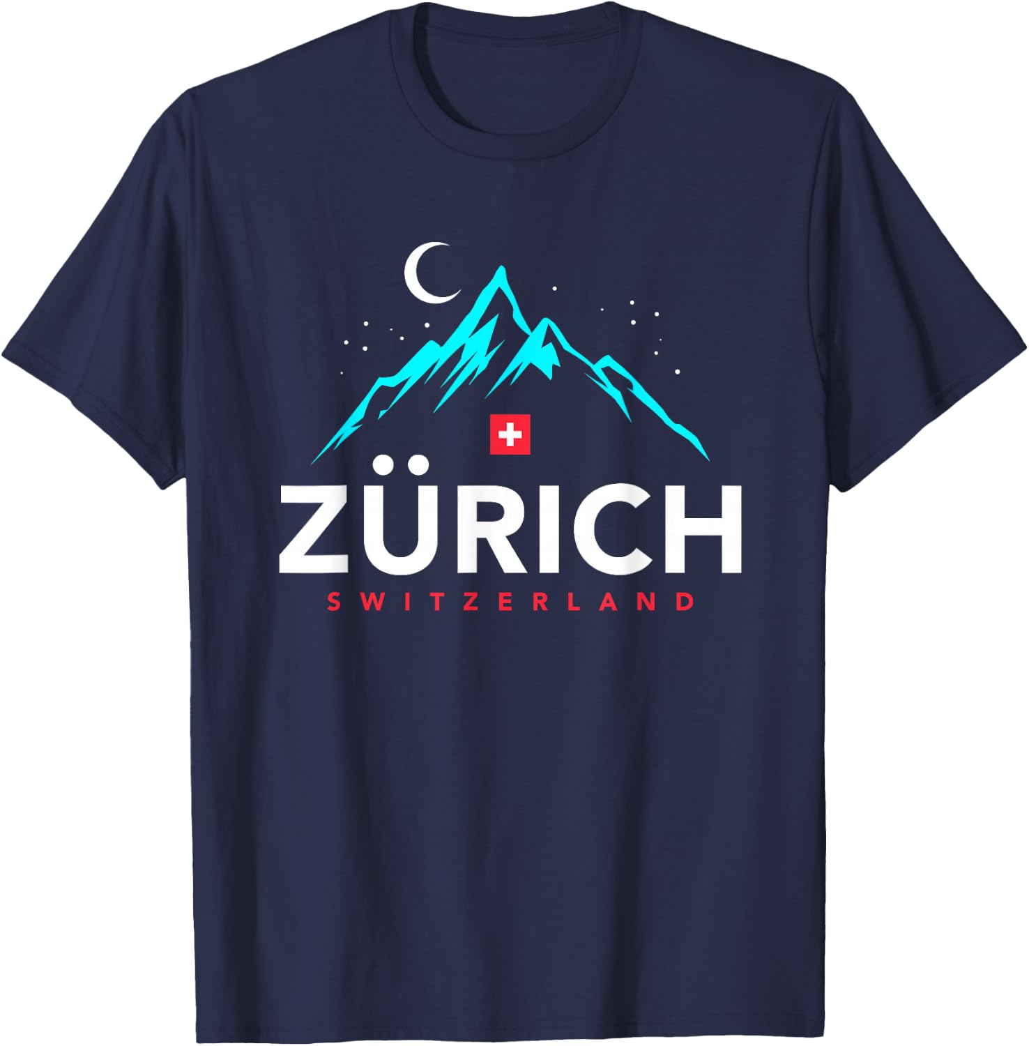 Switzerland Zurich With Starry Night T-Shirt - T-Shirt | Navy