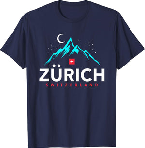 Switzerland Zurich With Starry Night T-Shirt - T-Shirt | Navy