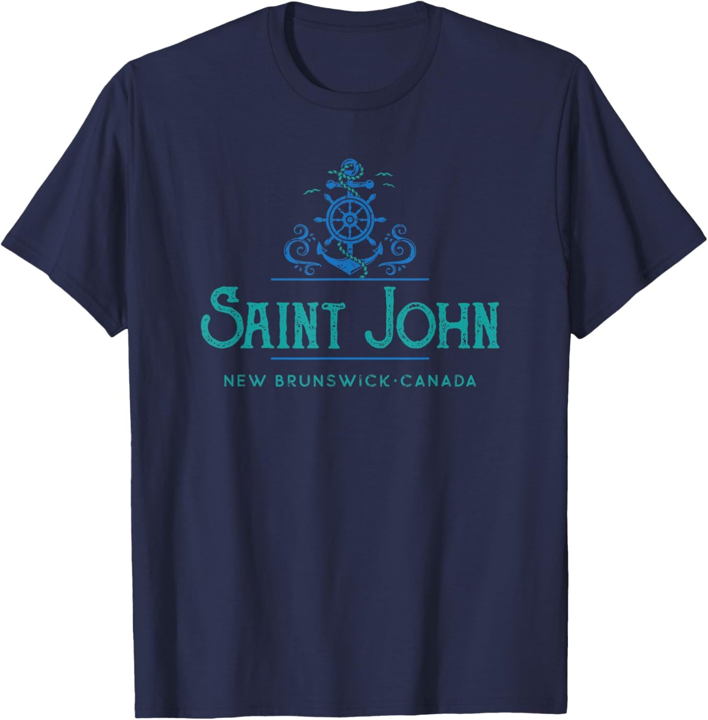 Saint John, New Brunswick, Canada Nautical Design T-Shirt - T-Shirt | Navy