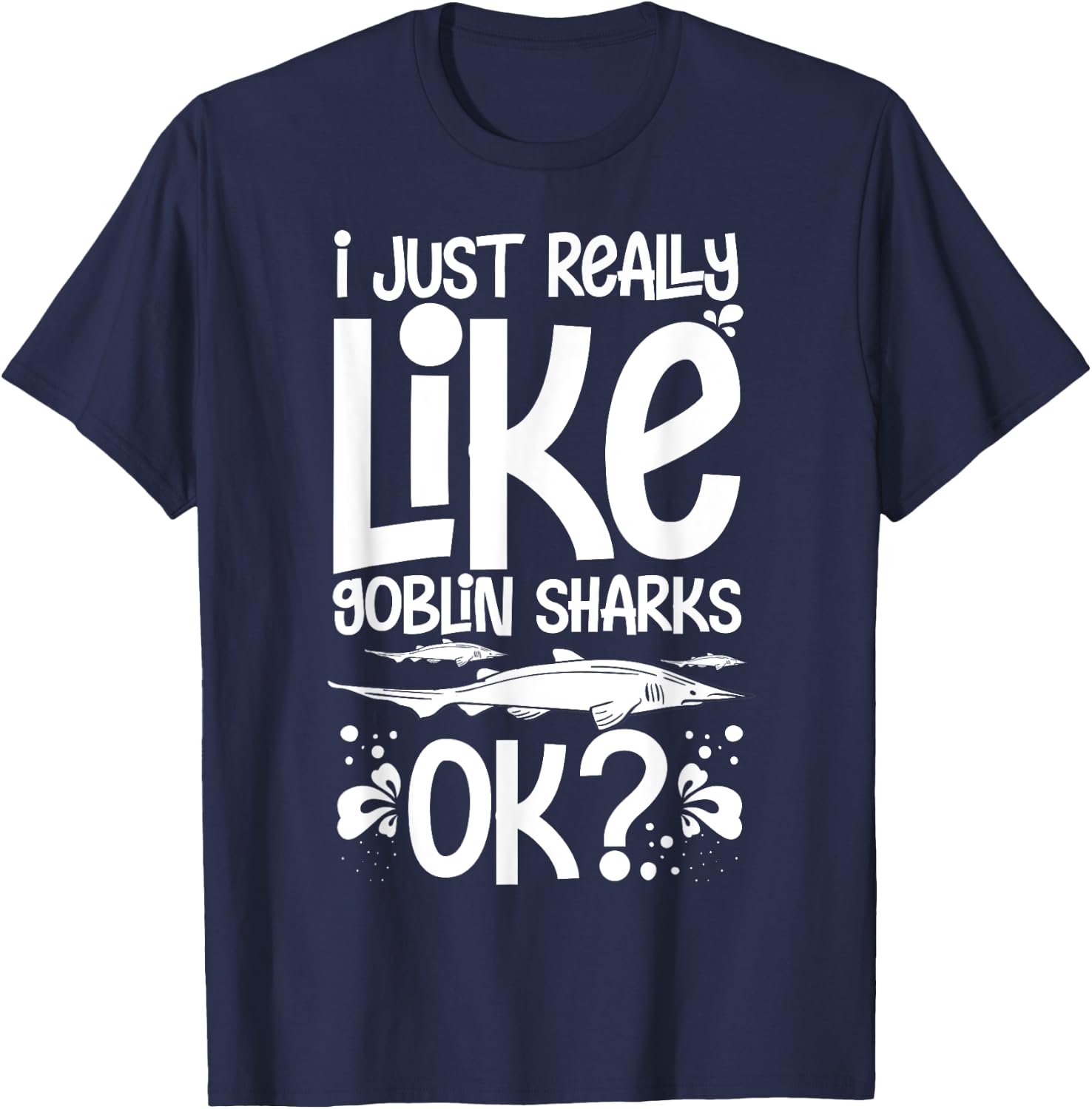 Goblin Shark Animal Tooth Funny Ocean T-Shirt - T-Shirt | Navy