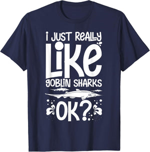 Goblin Shark Animal Tooth Funny Ocean T-Shirt - T-Shirt | Navy