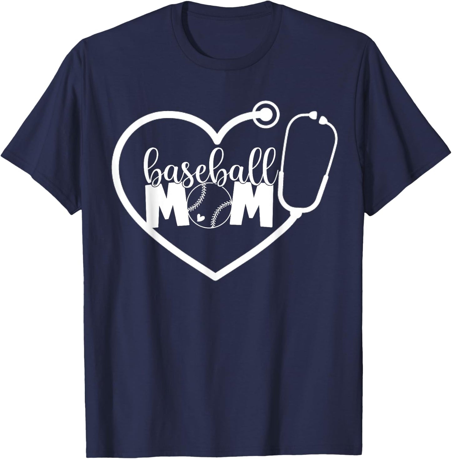 Nurse And Baseball Mom Stethoscope RN Registered Nurse T-Shirt - T-Shirt | Navy