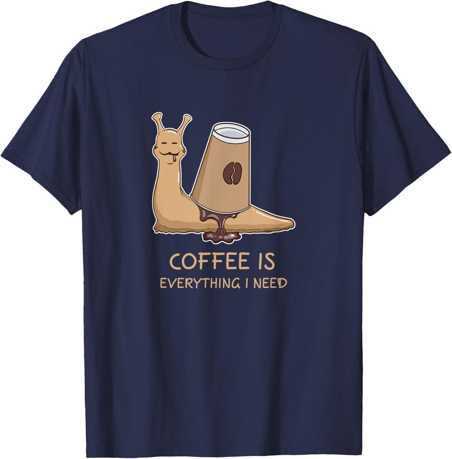 Coffee Cup Agate Snail Shell Pet Animal Funny Apparel T-Shirt - T-Shirt | Navy