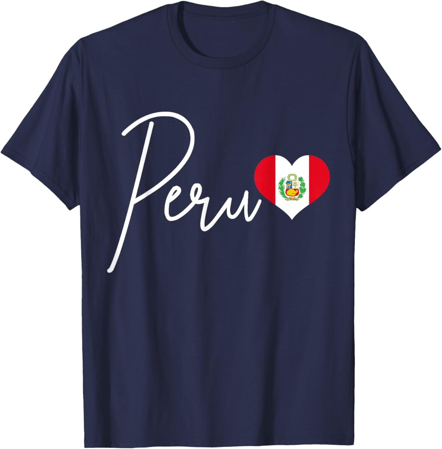 Peruvian Flag Heart Pride T-Shirt - T-Shirt | Navy