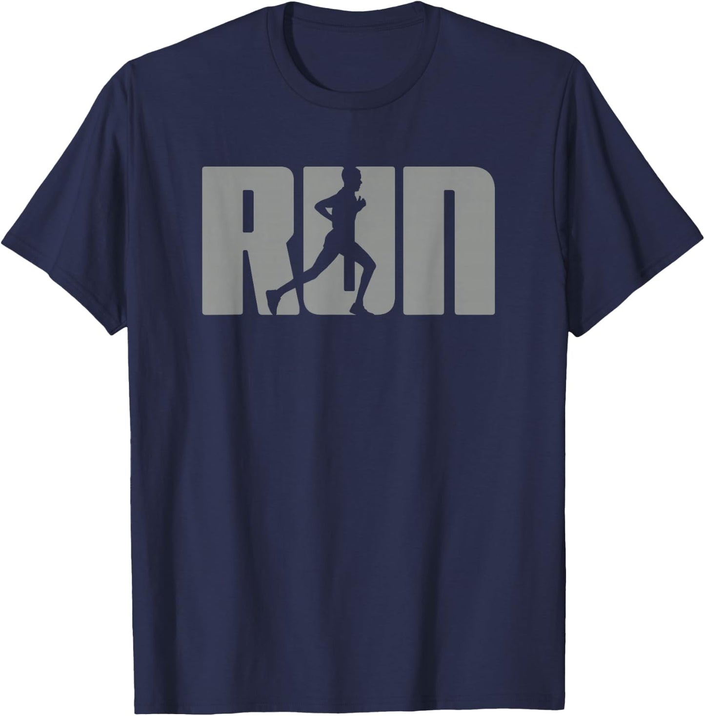 Silhouette Run Design for Runner Marathon Graphic Running T-Shirt - T-Shirt | Navy