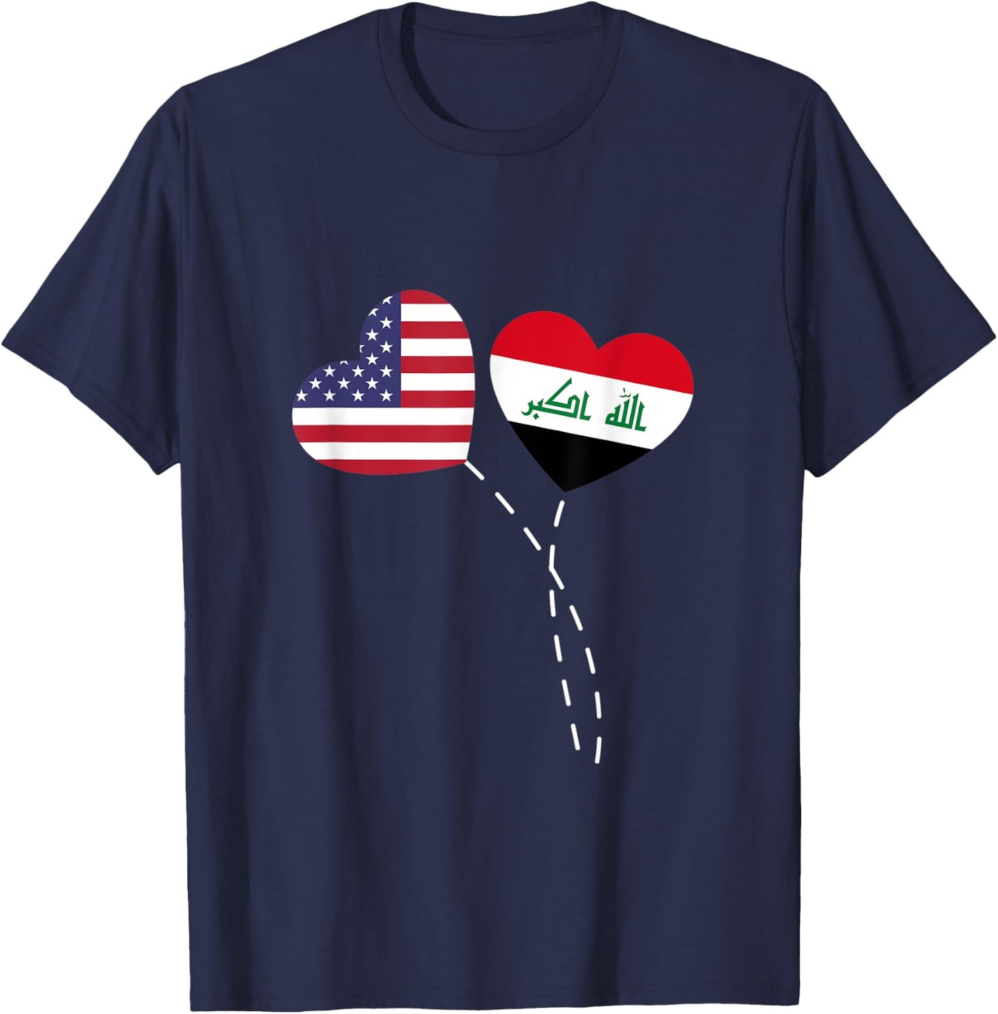 Loving USA Iraq Flag Heart Iraqi Americans Love T-Shirt - T-Shirt | Navy