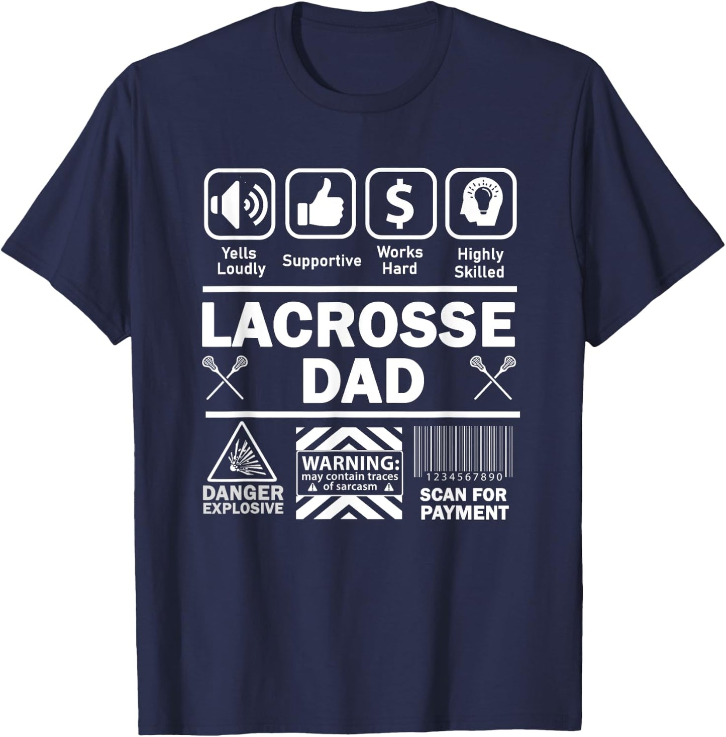 Lacrosse Dad Funny Contents of Sports Father T-Shirt - T-Shirt | Navy