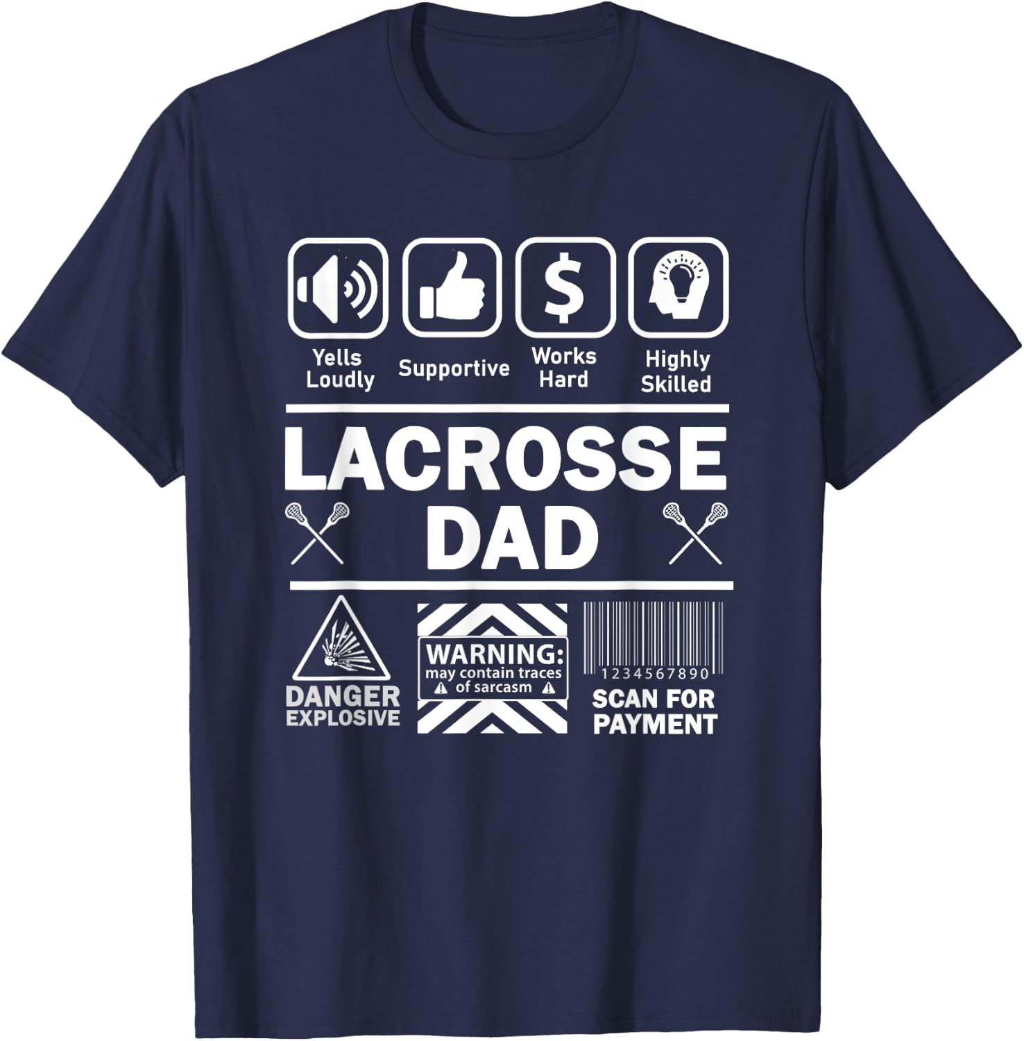 Lacrosse Dad Funny Contents of Sports Father T-Shirt - T-Shirt | Navy