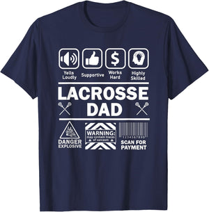 Lacrosse Dad Funny Contents of Sports Father T-Shirt - T-Shirt | Navy