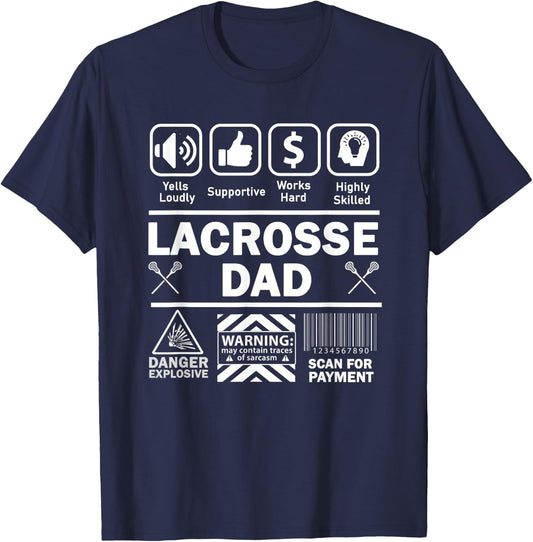 Lacrosse Dad Funny Contents of Sports Father T-Shirt - T-Shirt | Navy