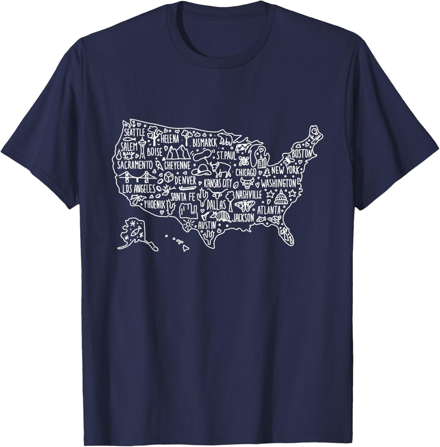 USA Shirts, United States Of America Map Shirts 4th of July T-Shirt - T-Shirt | Navy