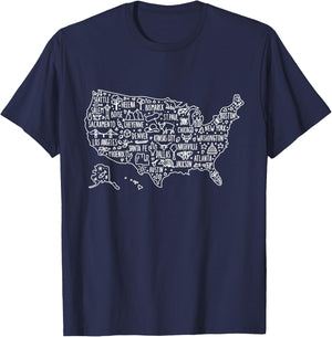 USA Shirts, United States Of America Map Shirts 4th of July T-Shirt - T-Shirt | Navy