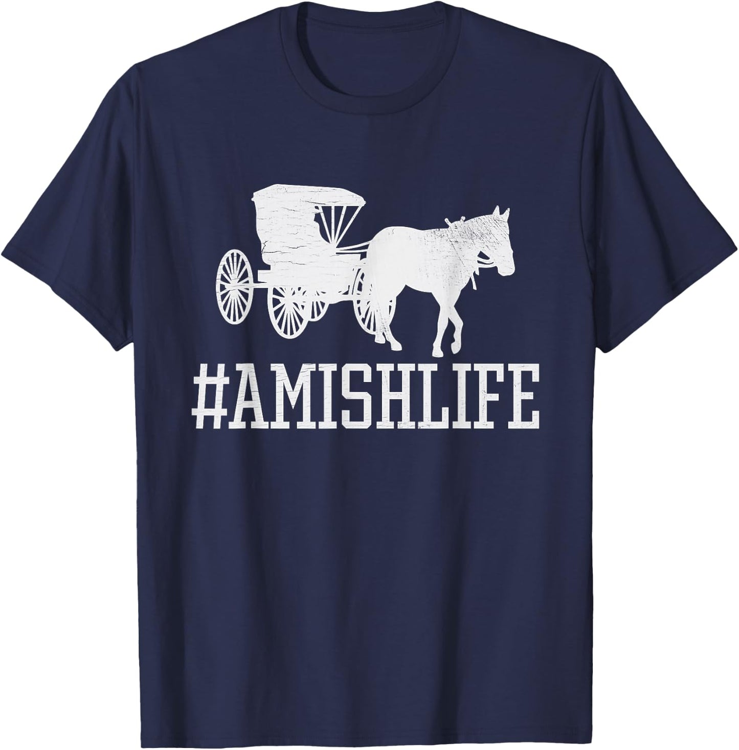 Amish Life - Funny Horse and Buggy #AmishLife T-Shirt - T-Shirt | Navy