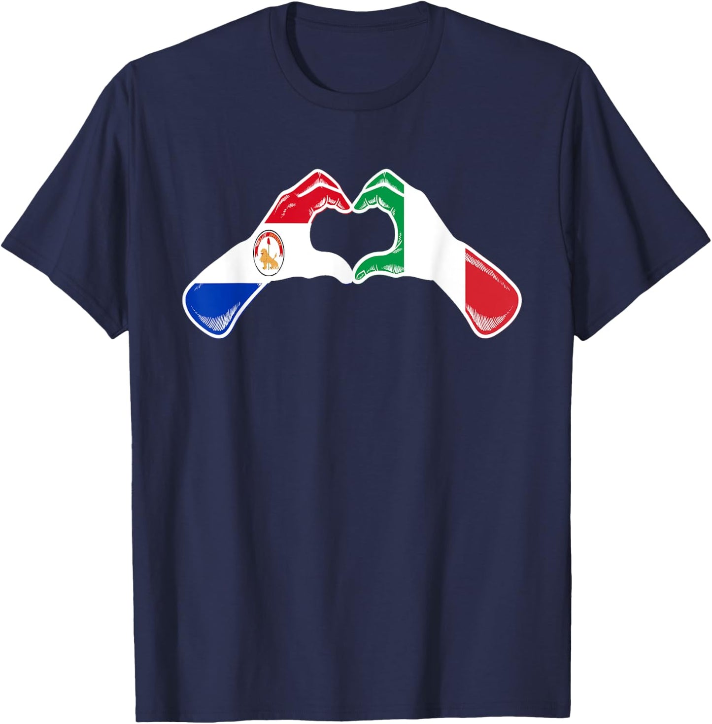 Paraguay Italy Flag - Paraguayan Italian Heart T-Shirt - T-Shirt | Navy