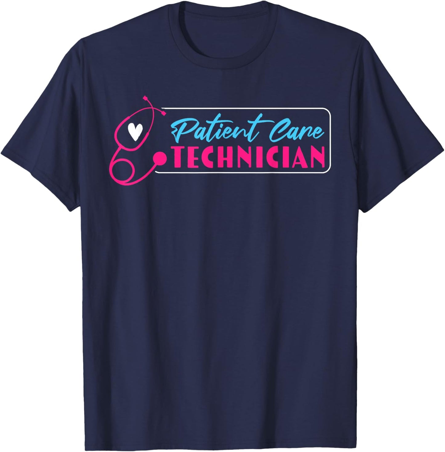Patient Care Technician PCT Heart Stethoscope T-Shirt - T-Shirt | Navy