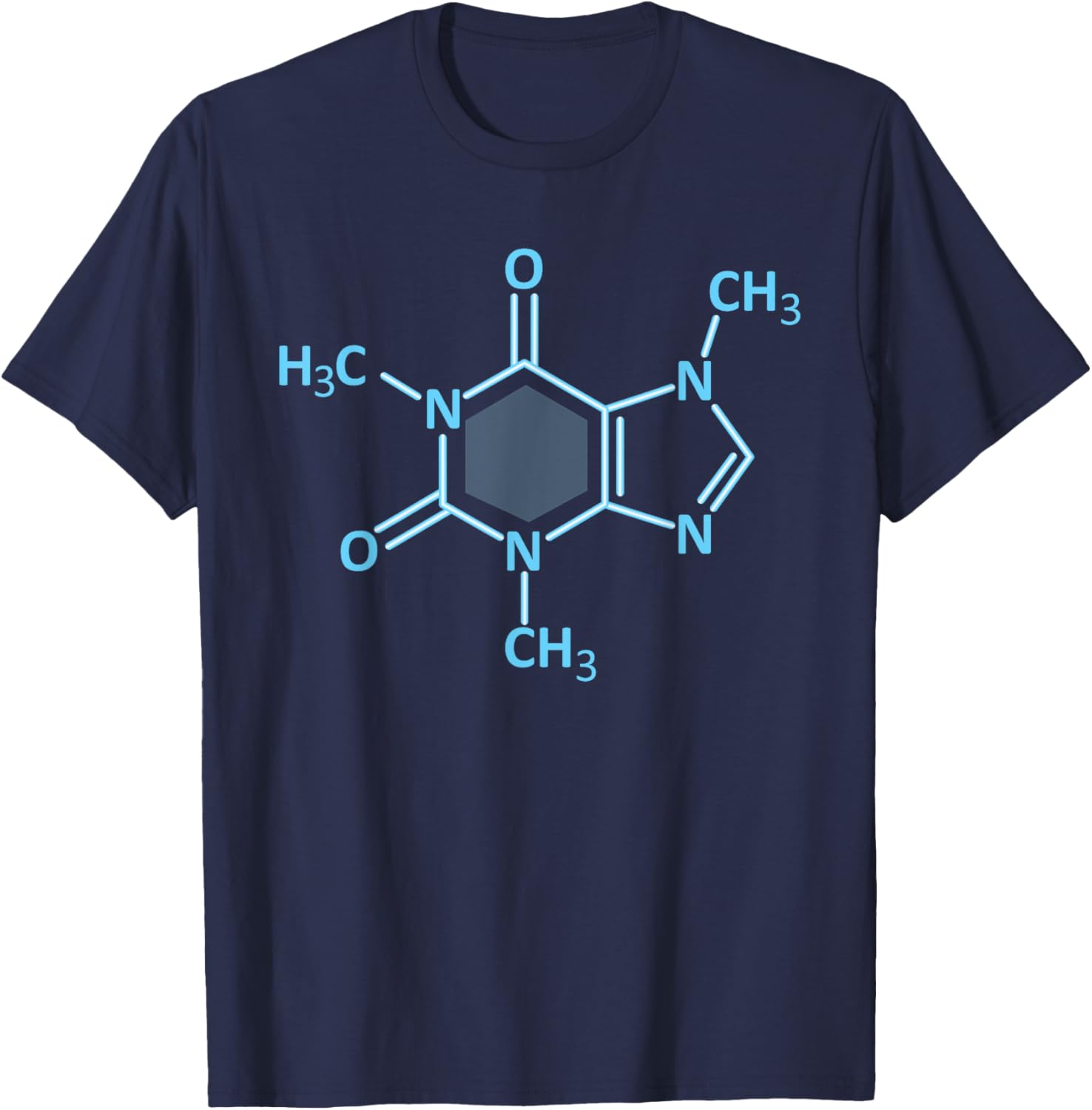Caffeine Molecule Coffee T Shirt Coffee Chemical Formula T-Shirt - T-Shirt | Navy