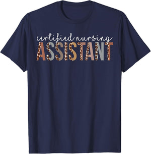 Leopard CNA Certified Nursing Assistant healthcare workers T-Shirt - T-Shirt | Navy
