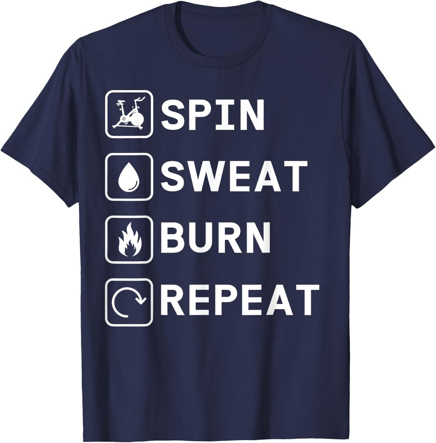 Spinning Class Spin sweat burn repeat Spin T-Shirt - T-Shirt | Navy