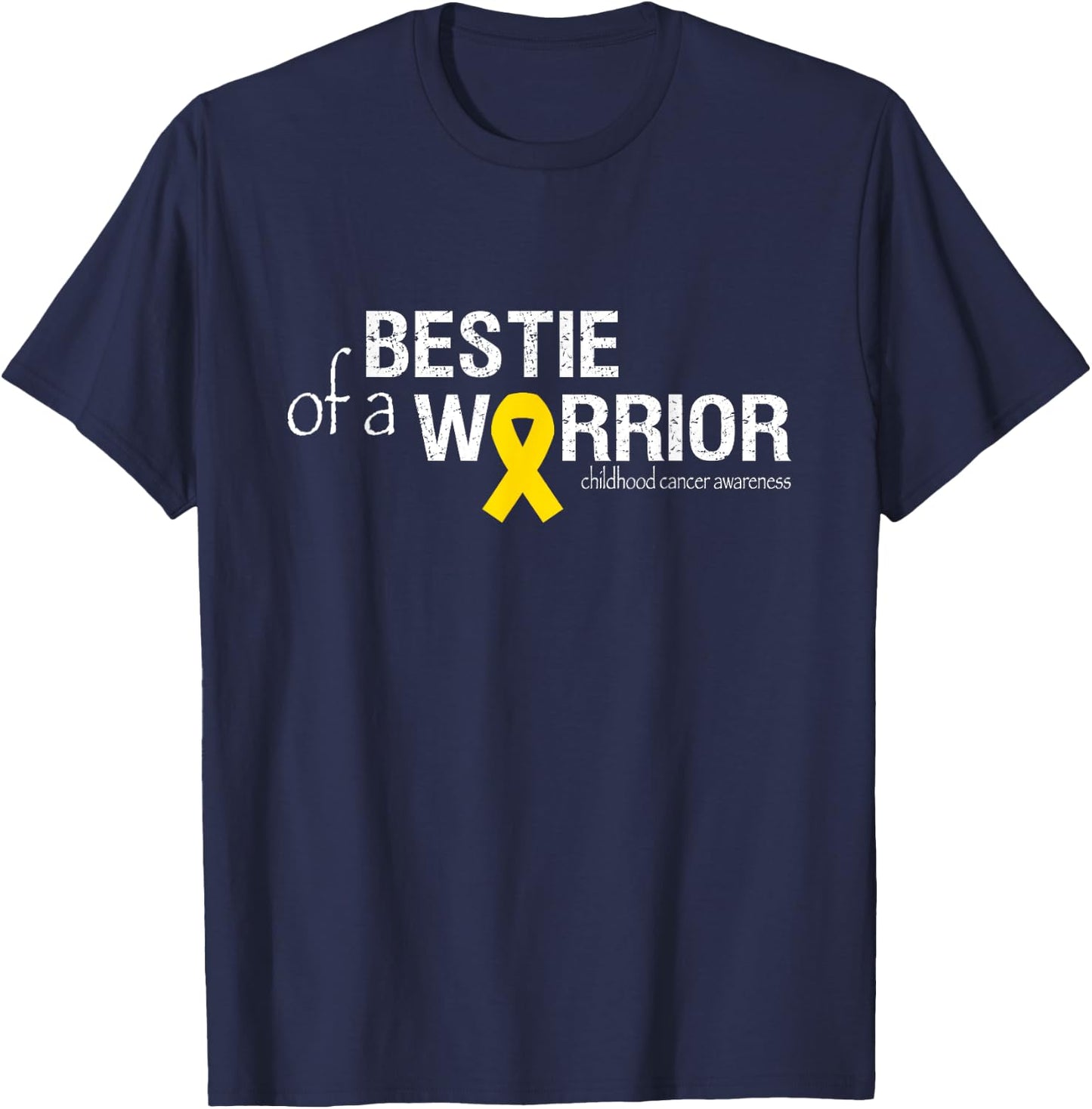Bestie Of A Warrior Childhood Cancer Awareness Ribbon T-Shirt - T-Shirt | Navy