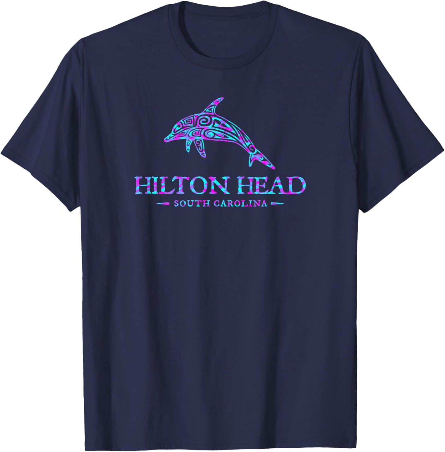 Hilton Head South Carolina Dolphin Retro Boys Girls Souvenir T-Shirt - T-Shirt | Navy