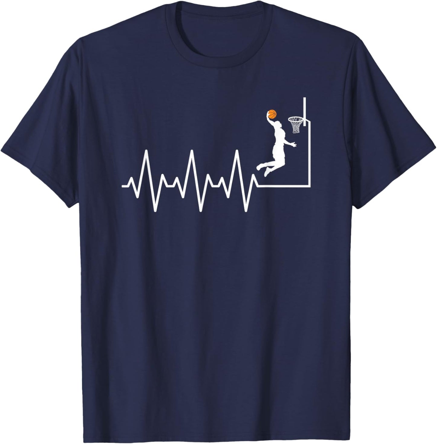Funny Basketball Heartbeat Basketball Player T-Shirt - T-Shirt | Navy