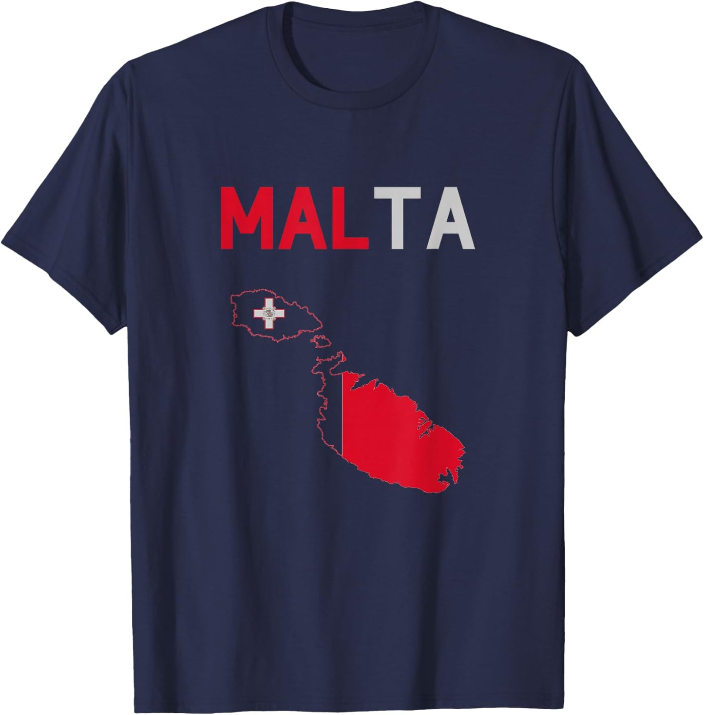 Malta Flag and Map T-Shirt - T-Shirt | Navy