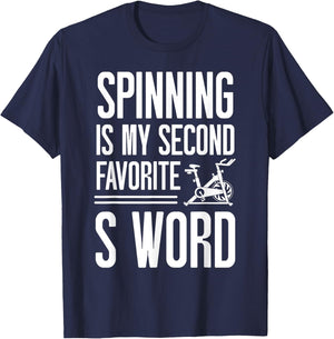 Spinning Class Spinning is my second favorite S word Spin T-Shirt - T-Shirt | Navy