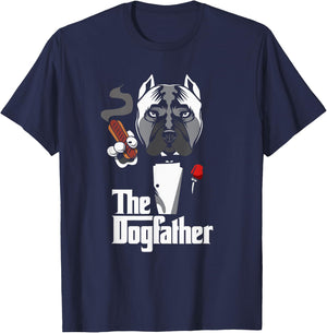Utopia Sport Dogs Shop The Dogfather Funny , Men's Black Cartoon Dog , Small, Classic Fit, Short Sleeve T-Shirt - T-Shirt | Navy